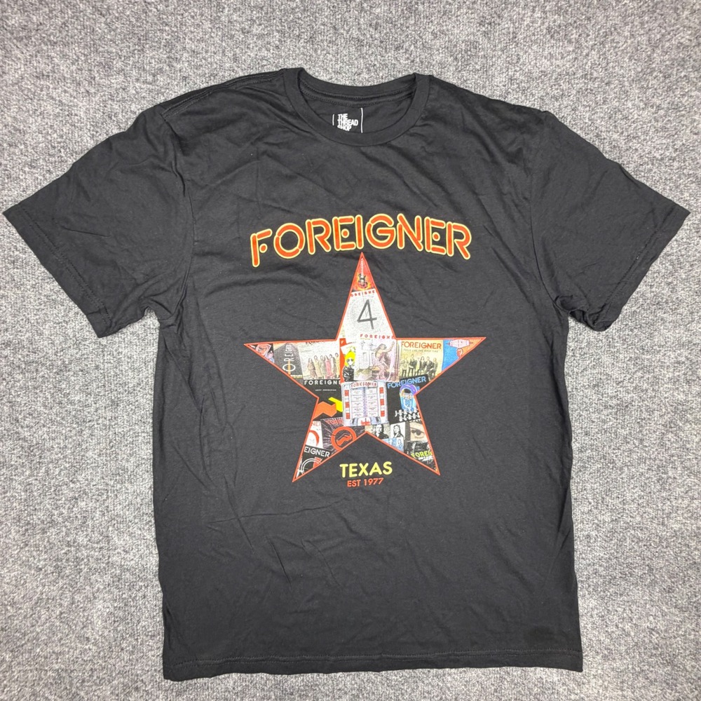 Foreigner Texas Tour 2022 Graphic T-Shirt Black‎ The Thread Shop Mens Medium M